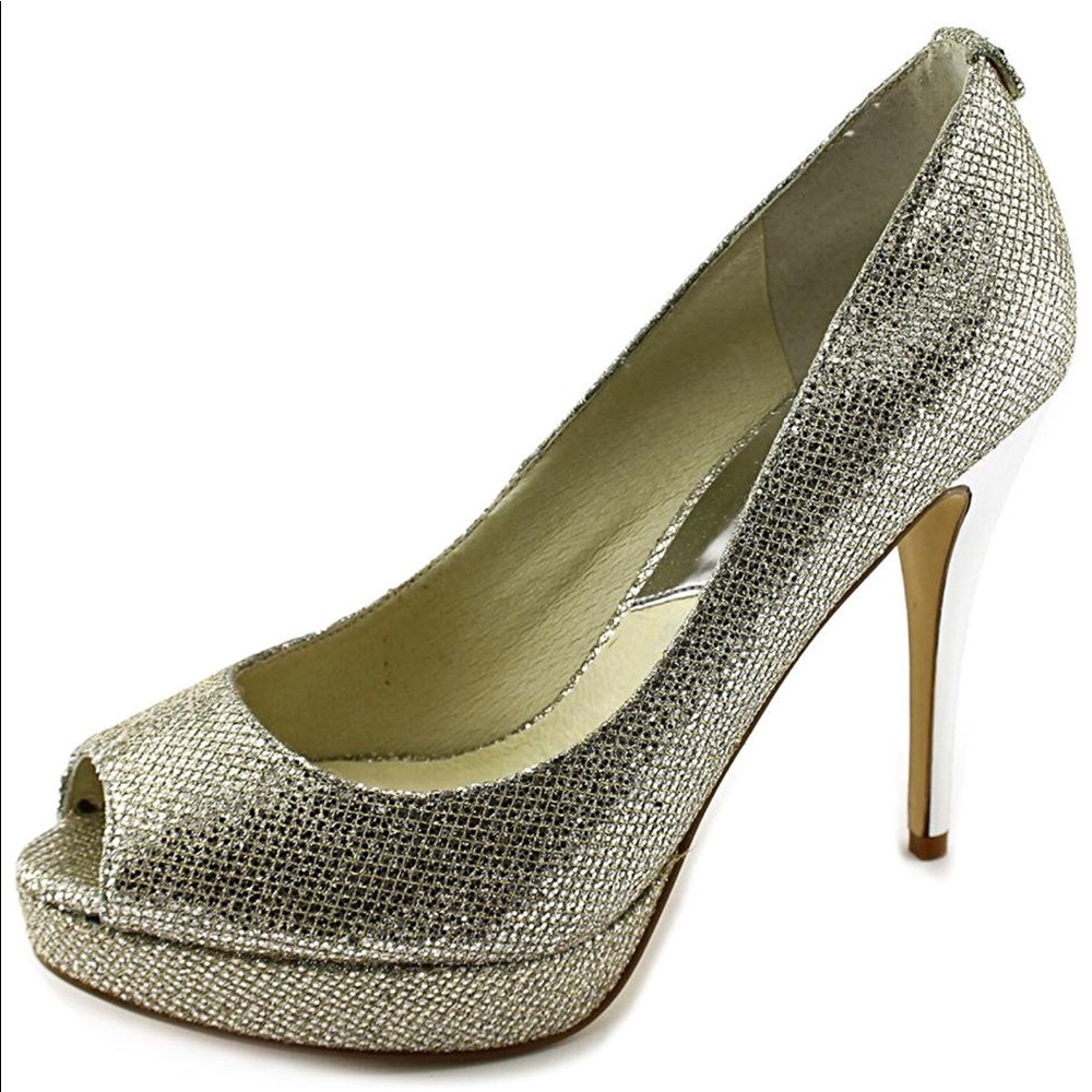 Michael Kors York Silver Platform Glitter Pump